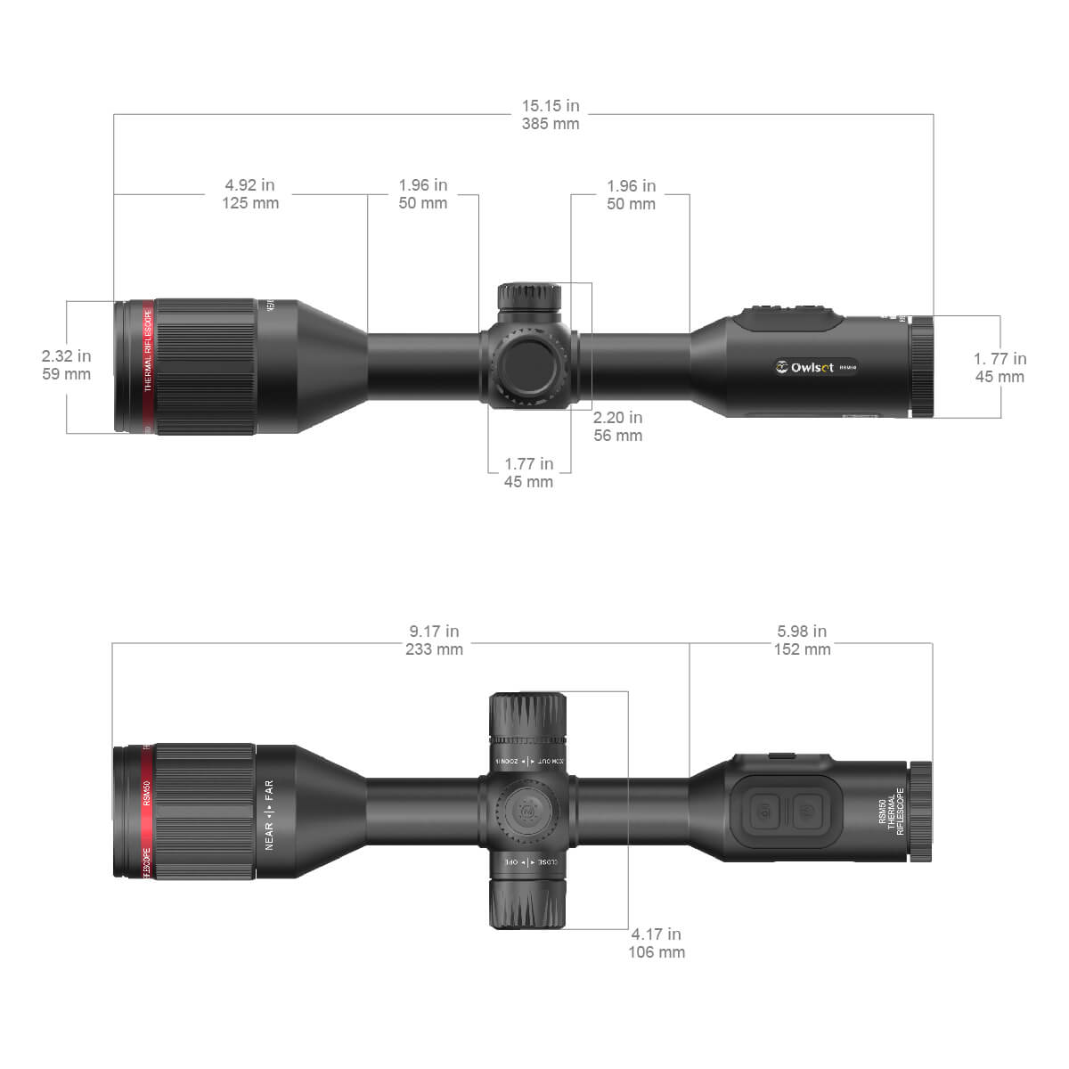 RSM50 thermal imager riflescope dimension